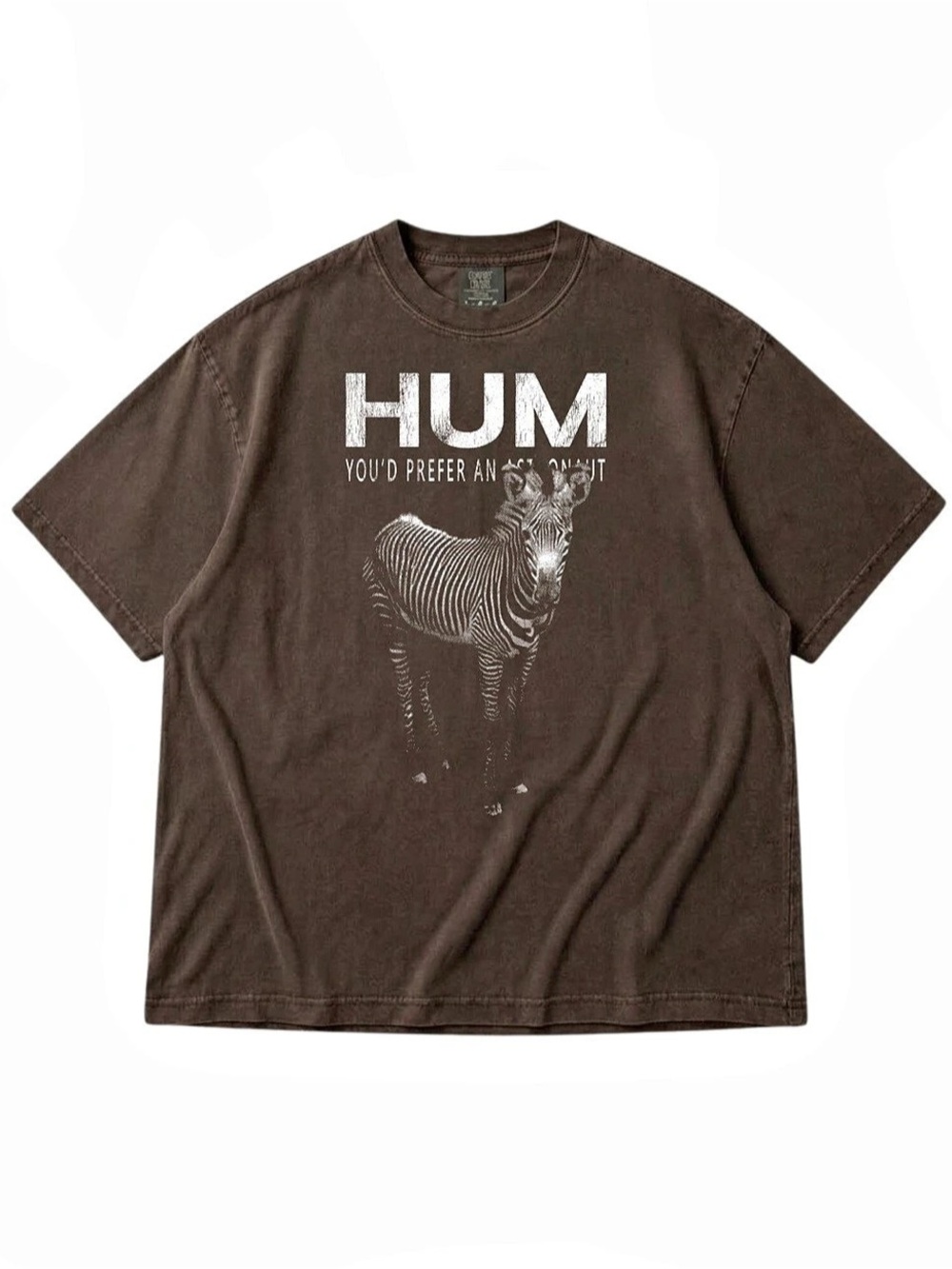Comfort Colors Hum You'd Prefer an Astronaut Zebra Graphic T-Shirt Espresso